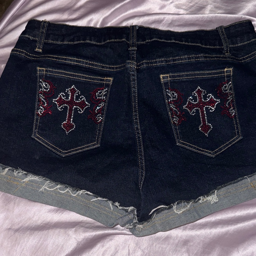Y2K Embroidered Denim Shorts